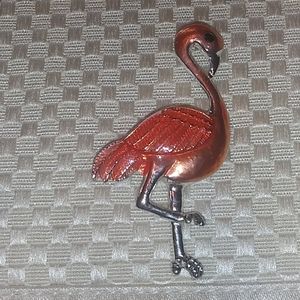 Pink Flamingo brooch. 1 1/8in length. Vintage